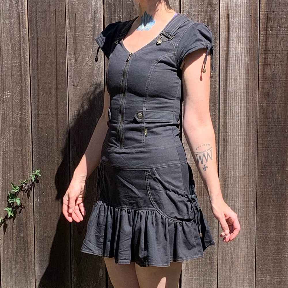 Sporty Overalls Clasp Mini Dress